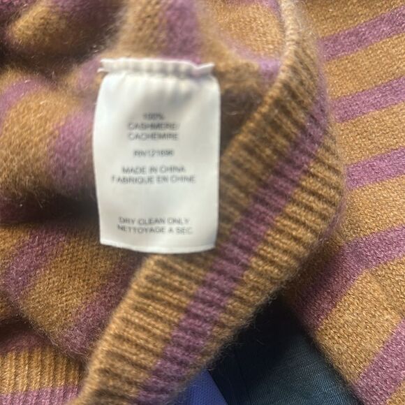 Demylee Cashmere Striped Purple and Tan Turtleneck Sweater M (6022A) - Picture 5 of 5